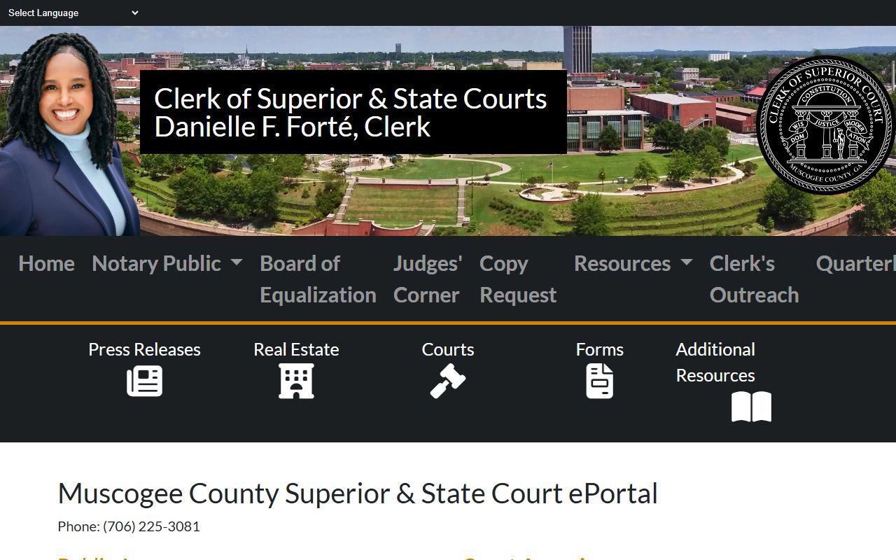 Muscogee County inmate records court portal and jail search links