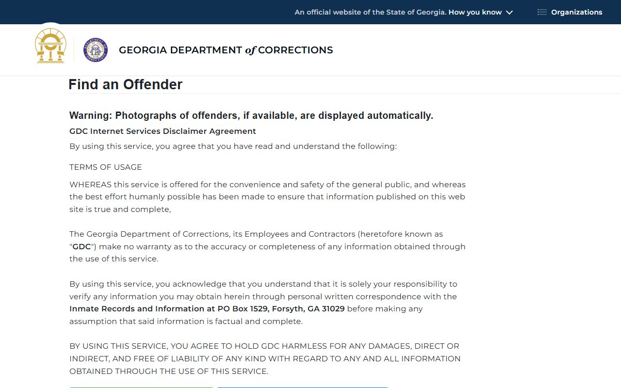 Muscogee County Correctional Institution GDC offender query inmate search